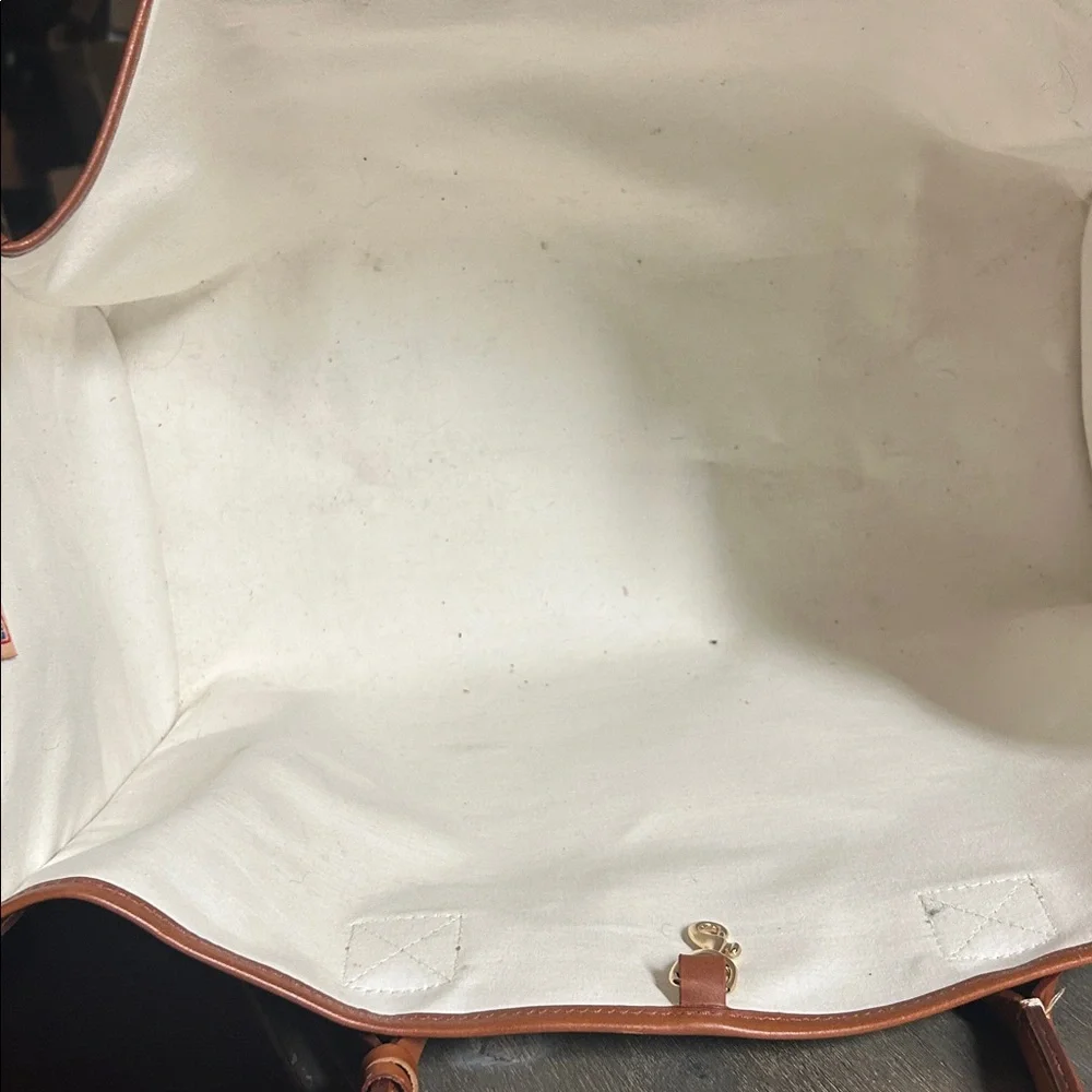 Dooney‎ & Bourke Green Checkered Tote with Brown Accents